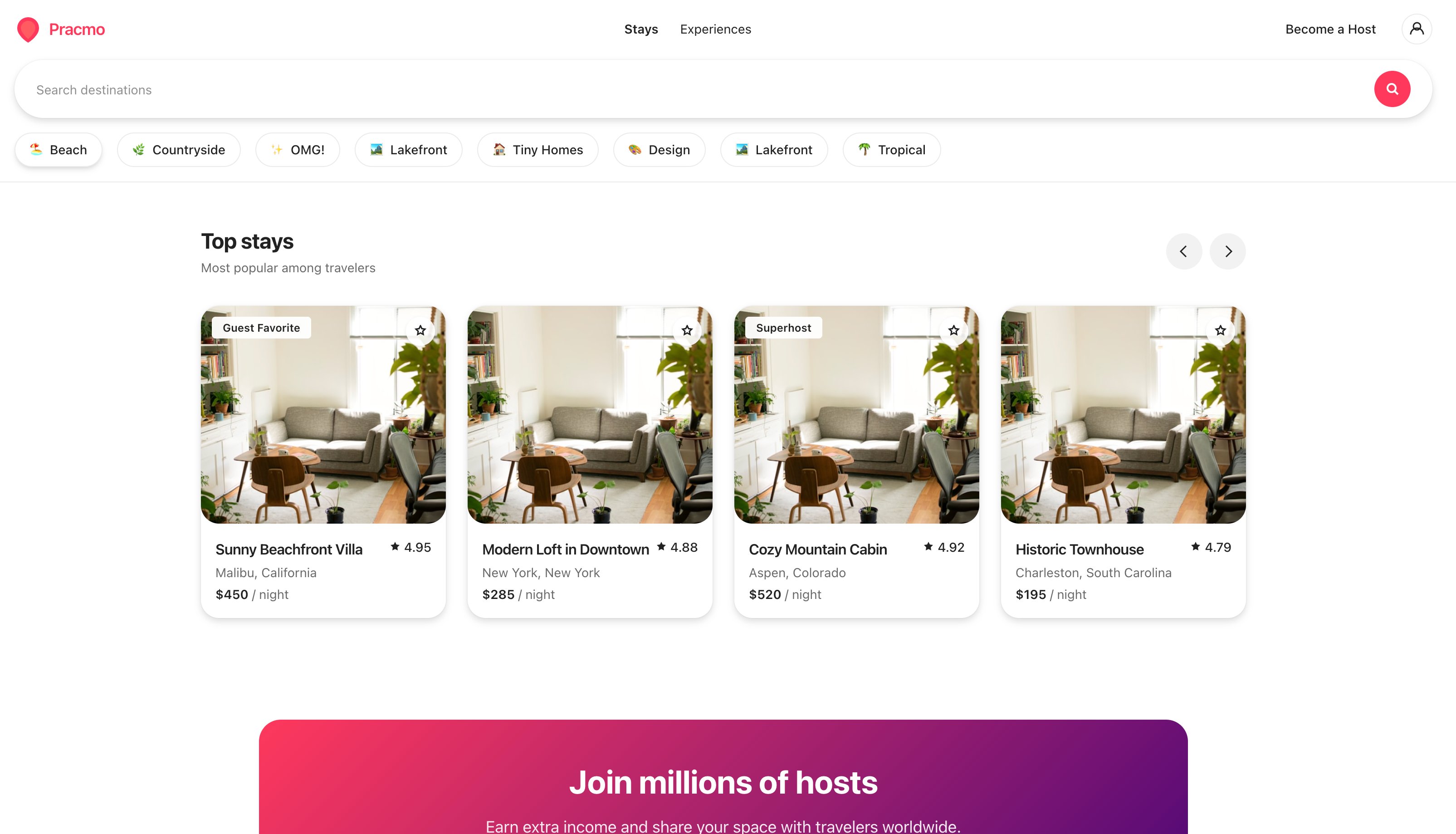 AI 生成的 Airbnb 风格页面